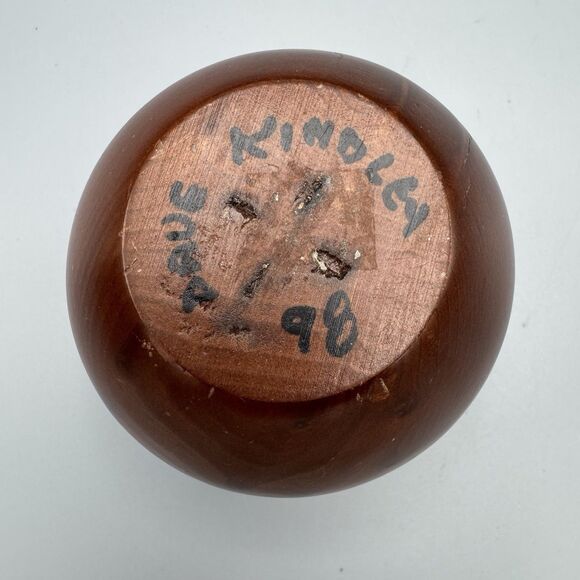 Vtg Wood Turned Bud Vase Boho Myrtlewood Muir Wood Redwood Signed Dave Kindley - Picture 2 of 7